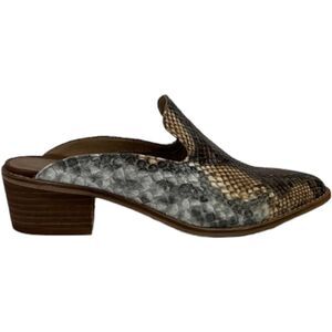 Chinese Laundry Marnie Python Snake Print Mule Stacked Heel Loafers Clogs US 6